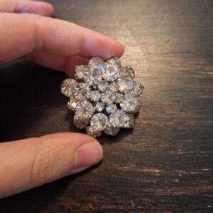 Vintage Silver Crystal Brooch